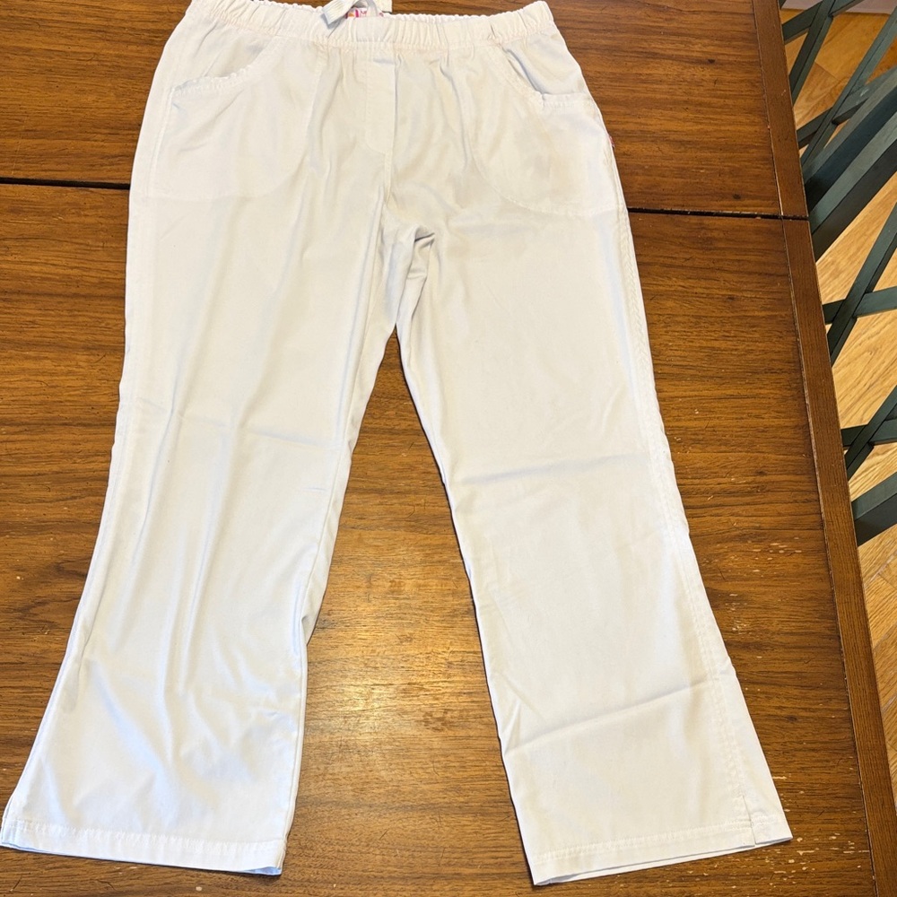 Urbane white flare scrub pants
